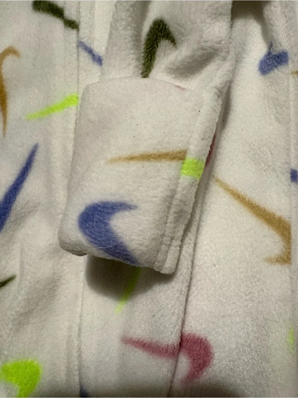 Nike White Baby Footed Fleece One-Piece with Multicolor Swooshes